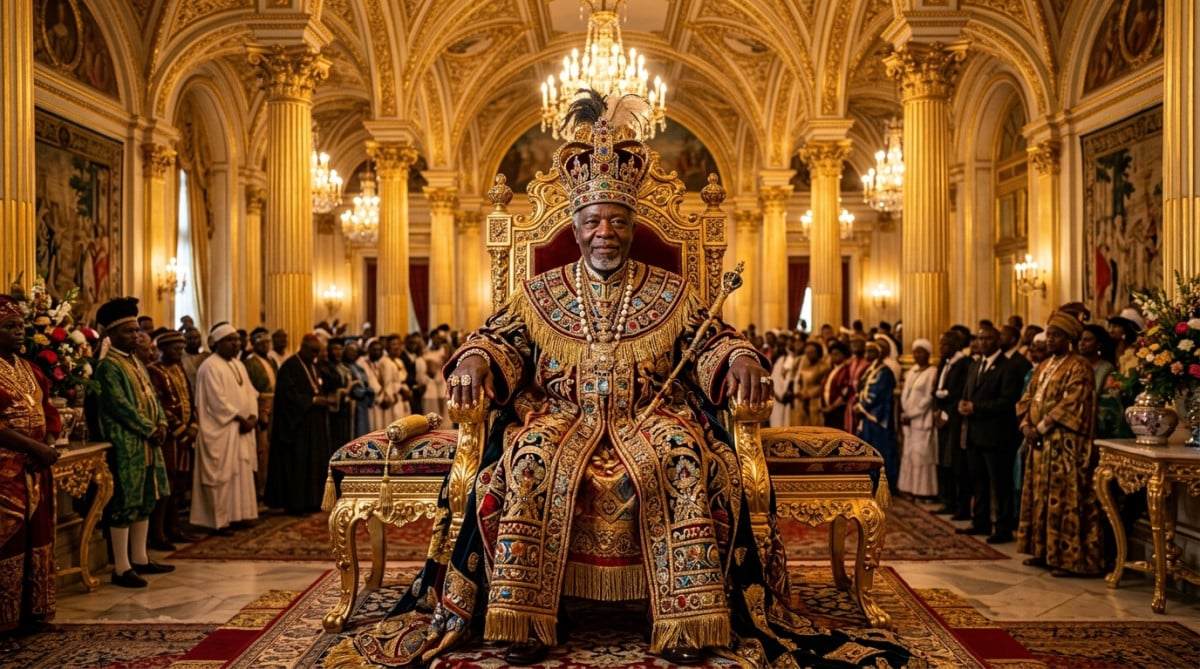 Bokassa empereur sur son trône doré
