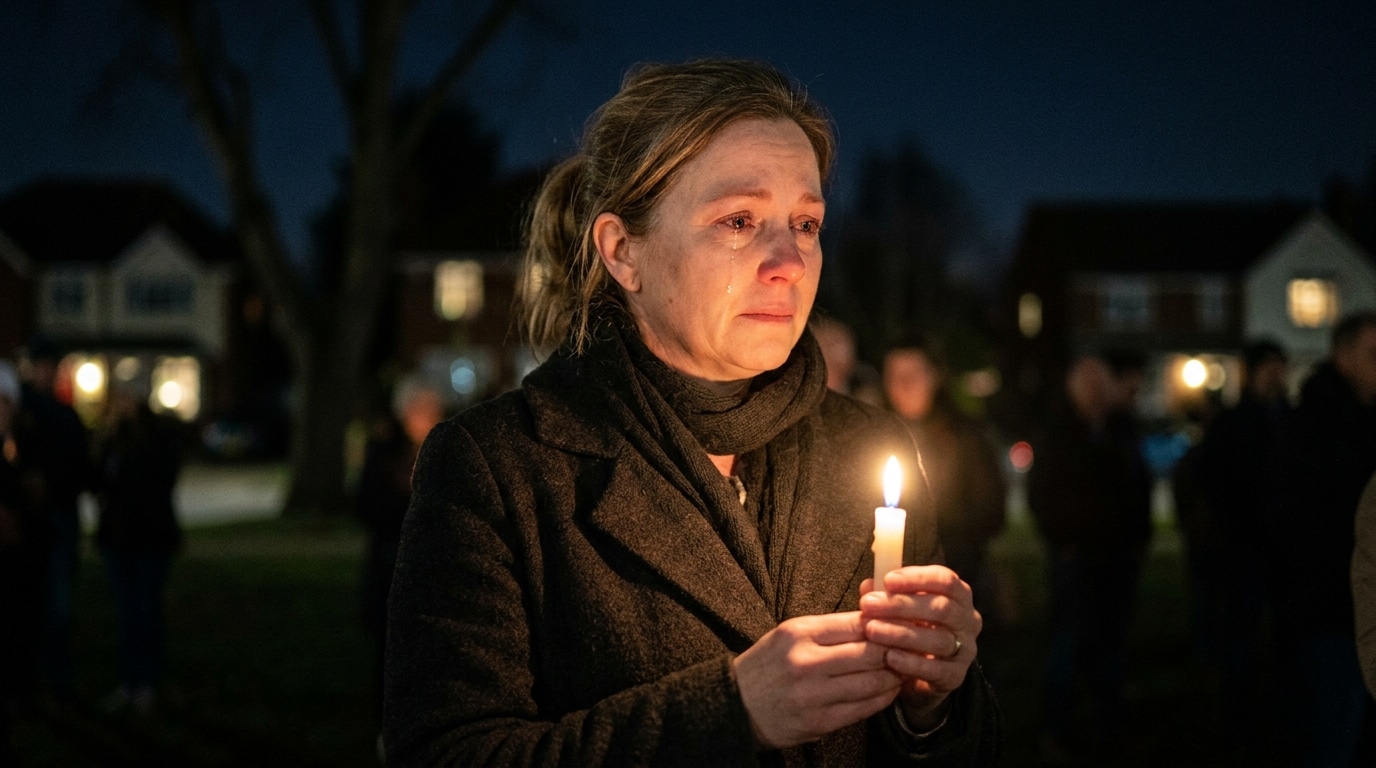 Femme tenant une bougie lors d'une veillée nocturne