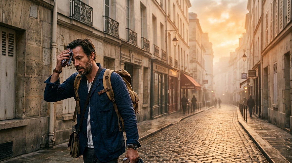 Brouillard matinal se dissipant sur une ville française
