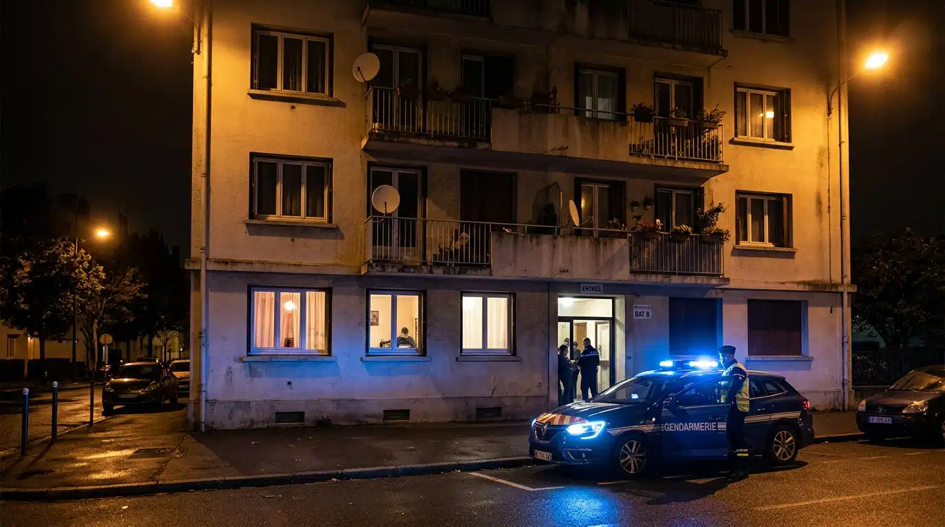 Immeuble HLM à Angers avec voiture de police devant
