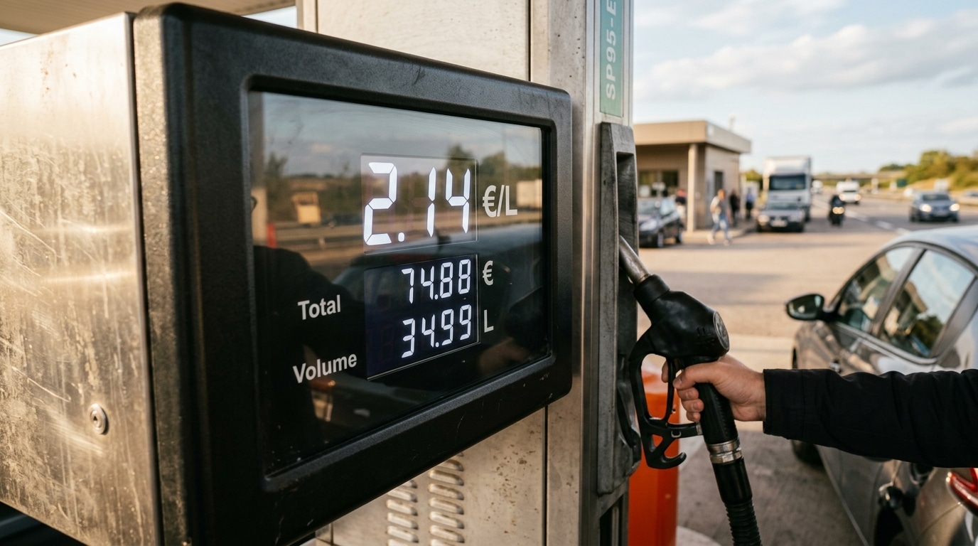 Pompe à essence affichant un prix élevé au litre