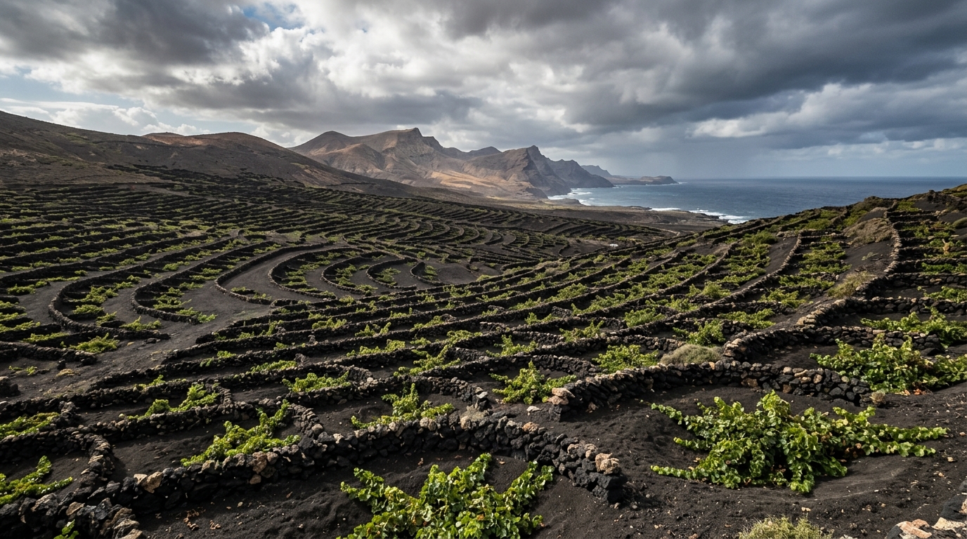 Vignes basses cultivées sur le sol volcanique de Pantelleria