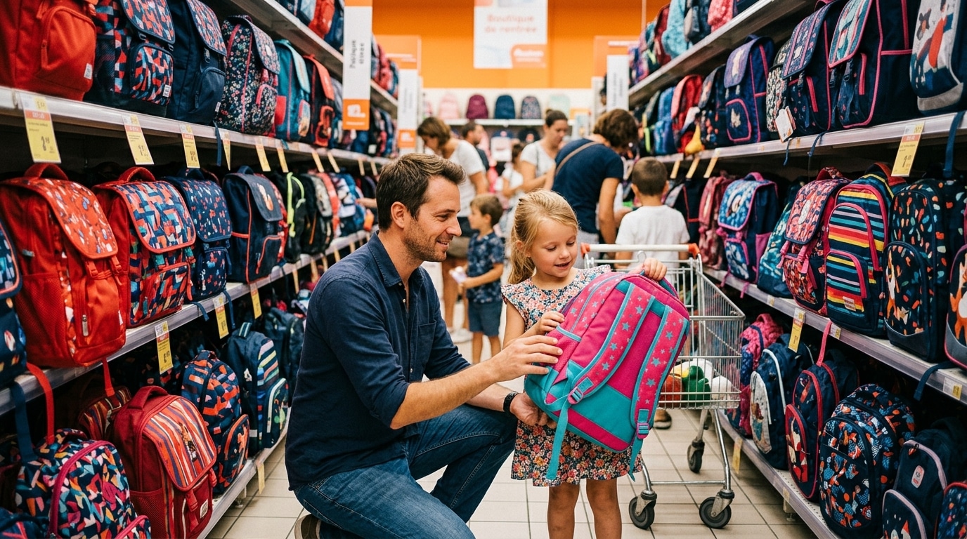 Achat d'un cartable pour la rentrée scolaire