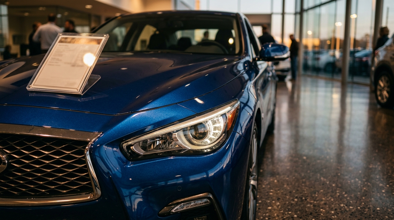Voiture neuve exposée dans un showroom automobile