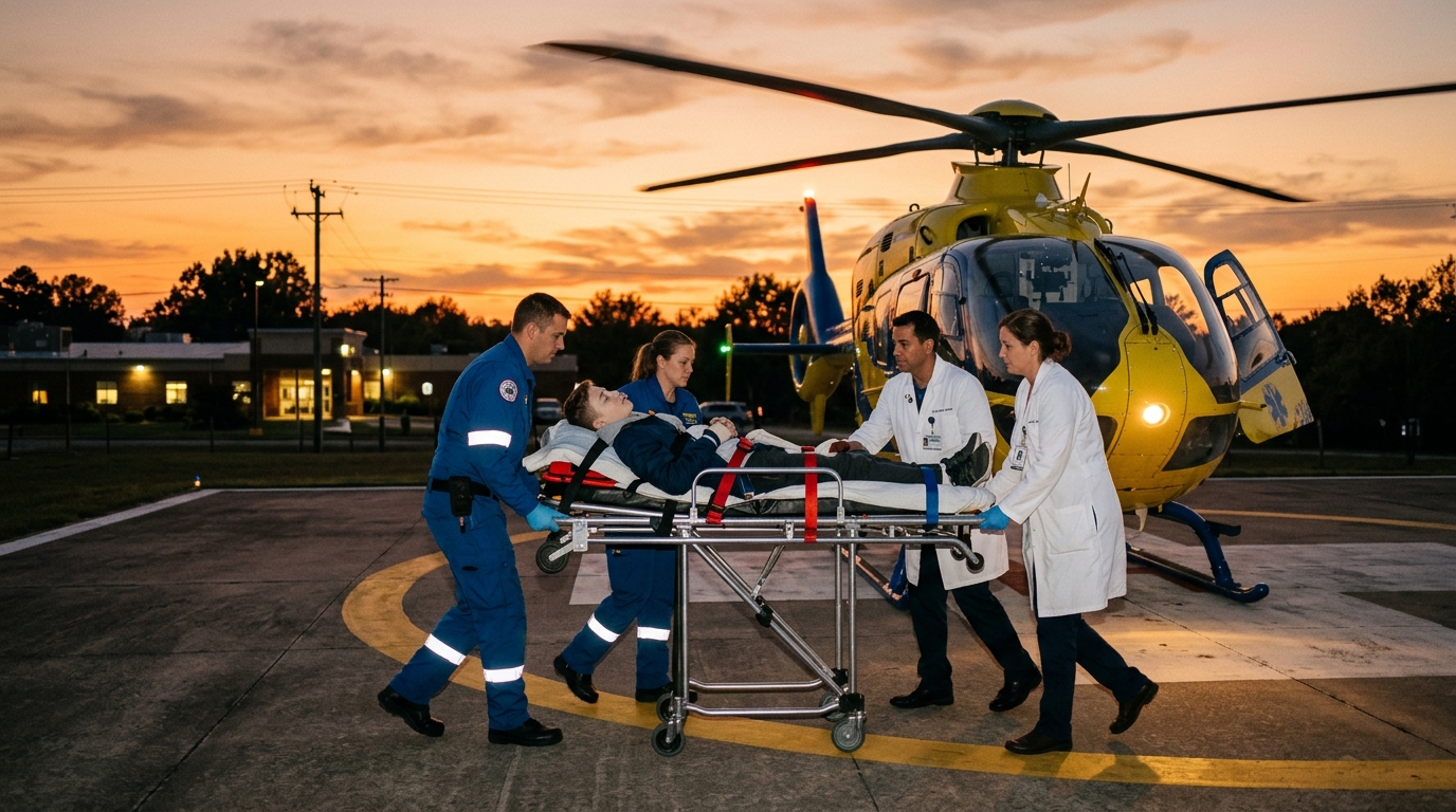 Adolescent transporté en hélicoptère vers l'hôpital