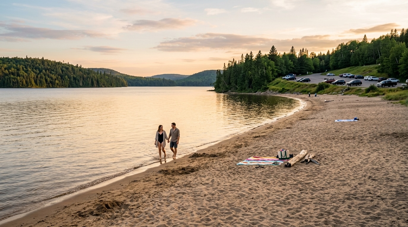 Plage de lac quasiment déserte fin août