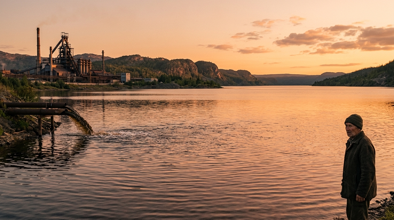 Lac contaminé de l'Oural avec rejets industriels