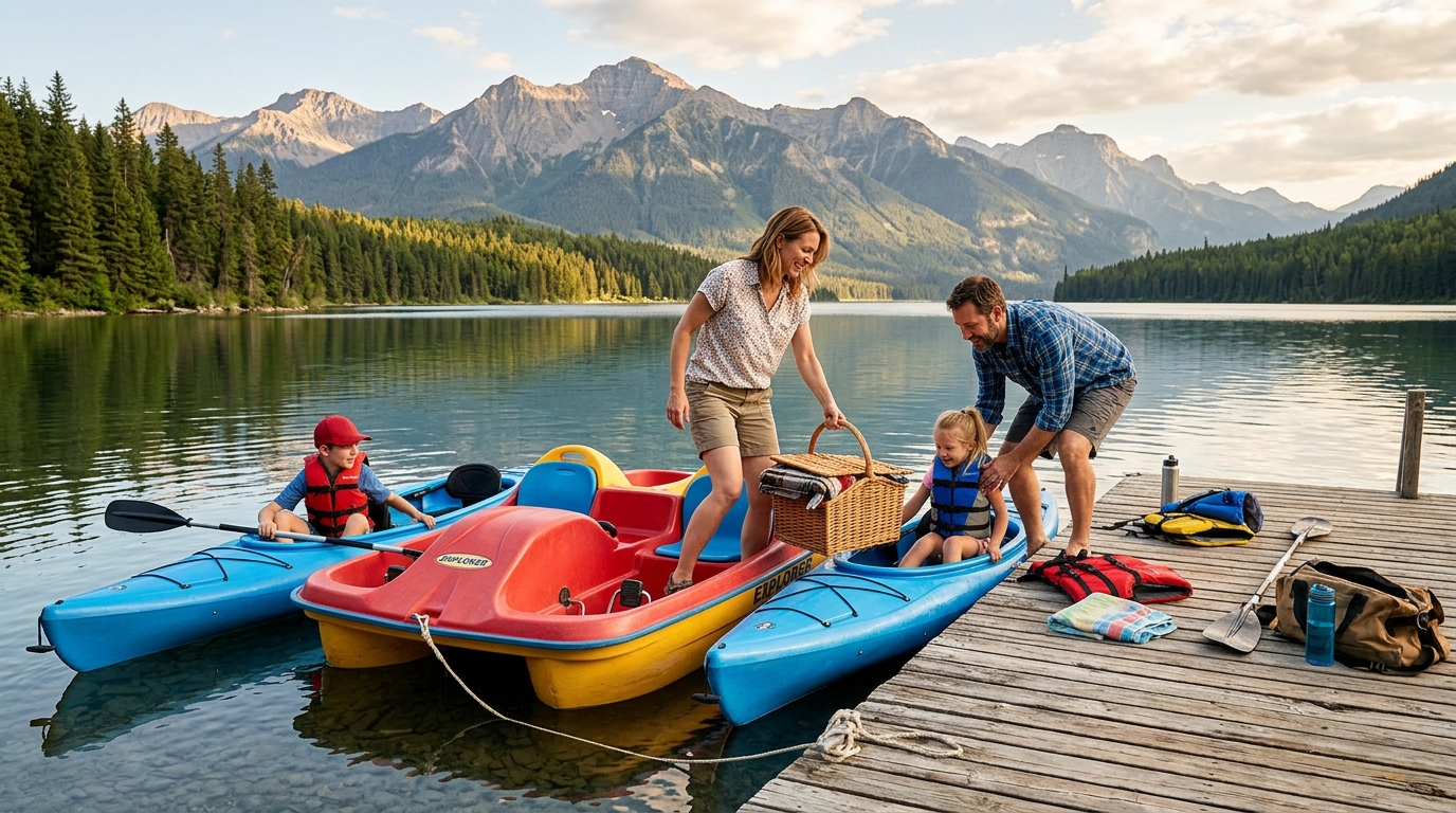 Location de pédalos et kayaks sur la plage du lac