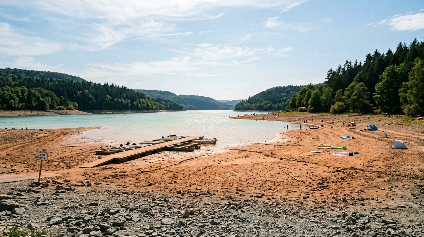 Ce lac du Jura reste à 22°C fin août et se vide juste avant la rentrée