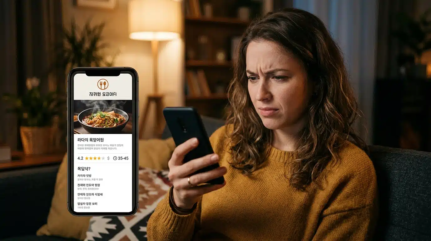Femme regardant une appli de livraison sur son téléphone