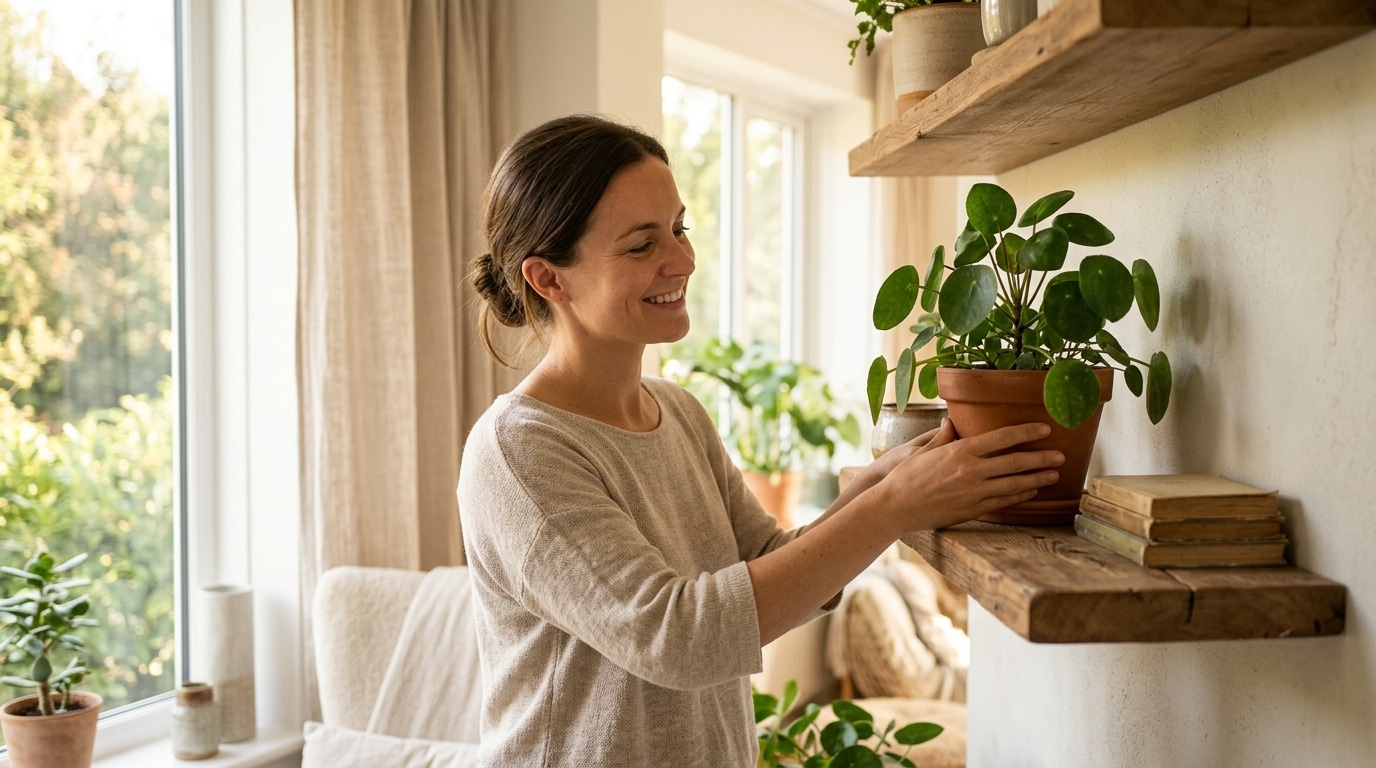 Plante d'intérieur placée près d'une fenêtre lumineuse
