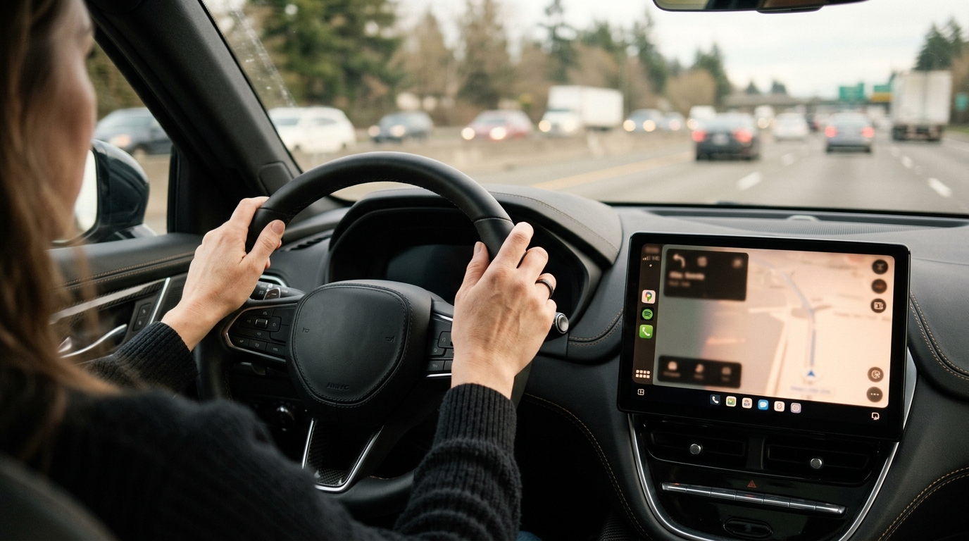 Tableau de bord de voiture avec écran d'assistance à la conduite