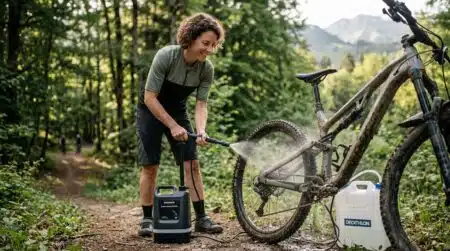 Ce nettoyeur Decathlon à moins de 75 € lave votre vélo sans batterie ni prise, même en pleine nature