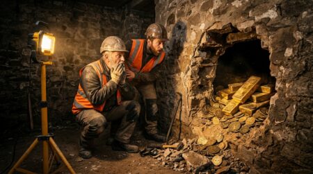Lingots d'or découverts dans un mur de cave