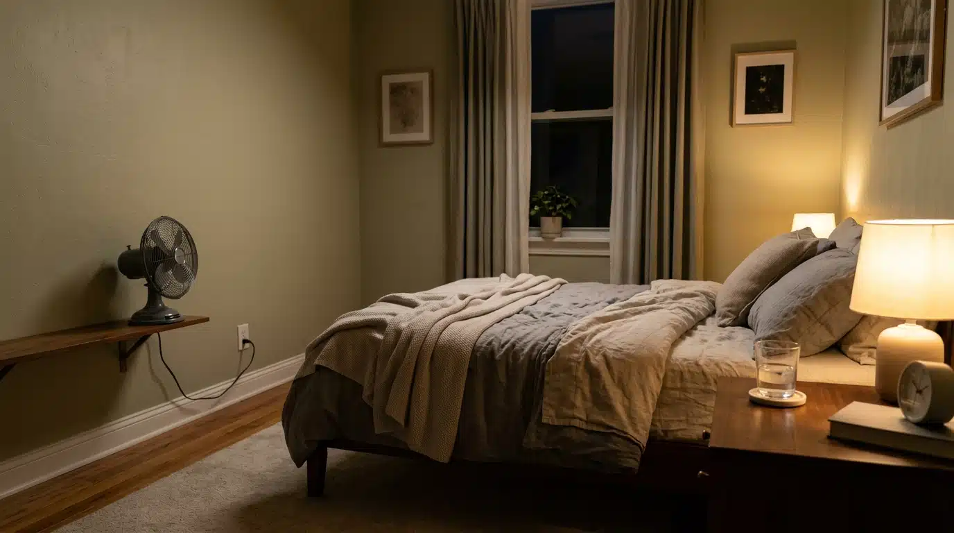 Personne endormie près d'un ventilateur la nuit