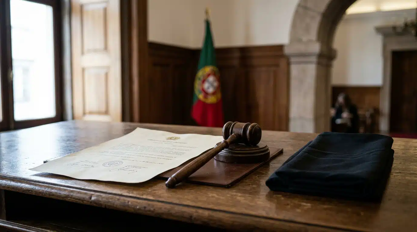 Document officiel et voile posés sur un bureau