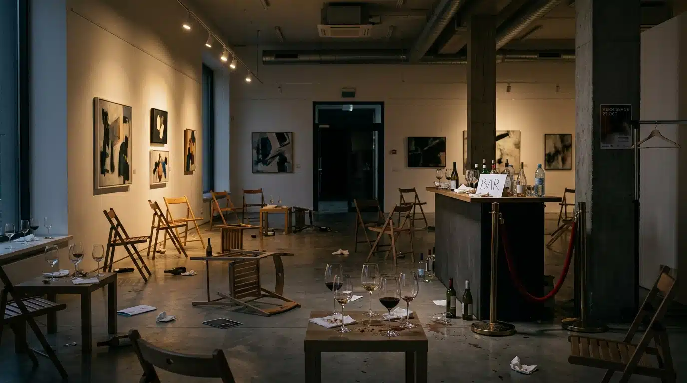 Galerie d'art vidée après un vernissage raté