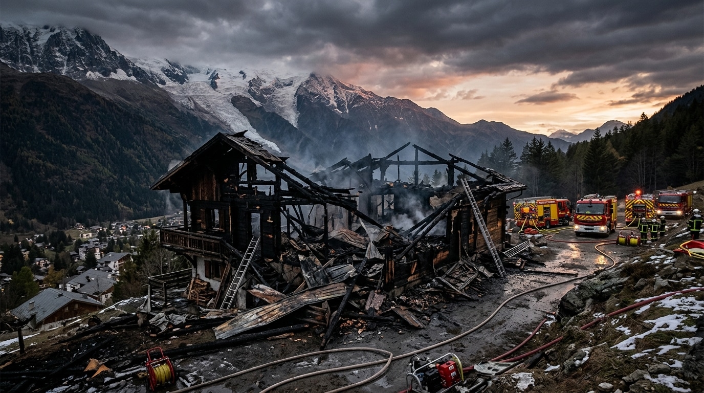 Chalet de montagne détruit par un incendie