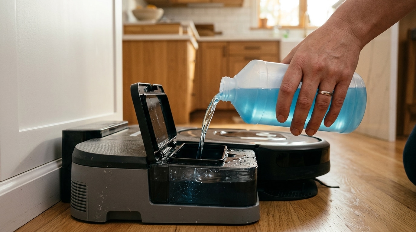Main versant du détergent dans la base de charge