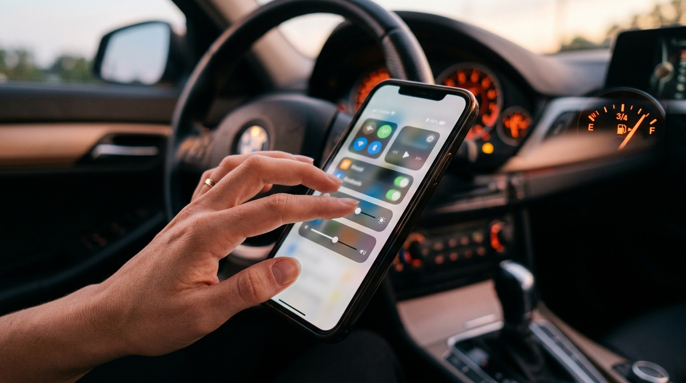 Main réglant les options de navigation sur smartphone