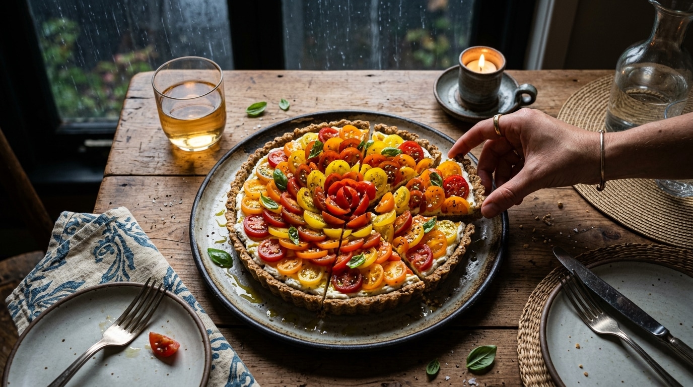 Tarte fraîcheur aux tomates et chèvre prête à servir