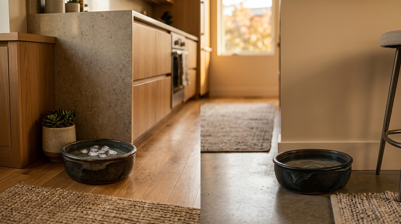 Deux gamelles d'eau fraîche placées dans l'appartement