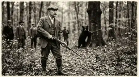 Chasseur refusant de tirer sur un ours attaché