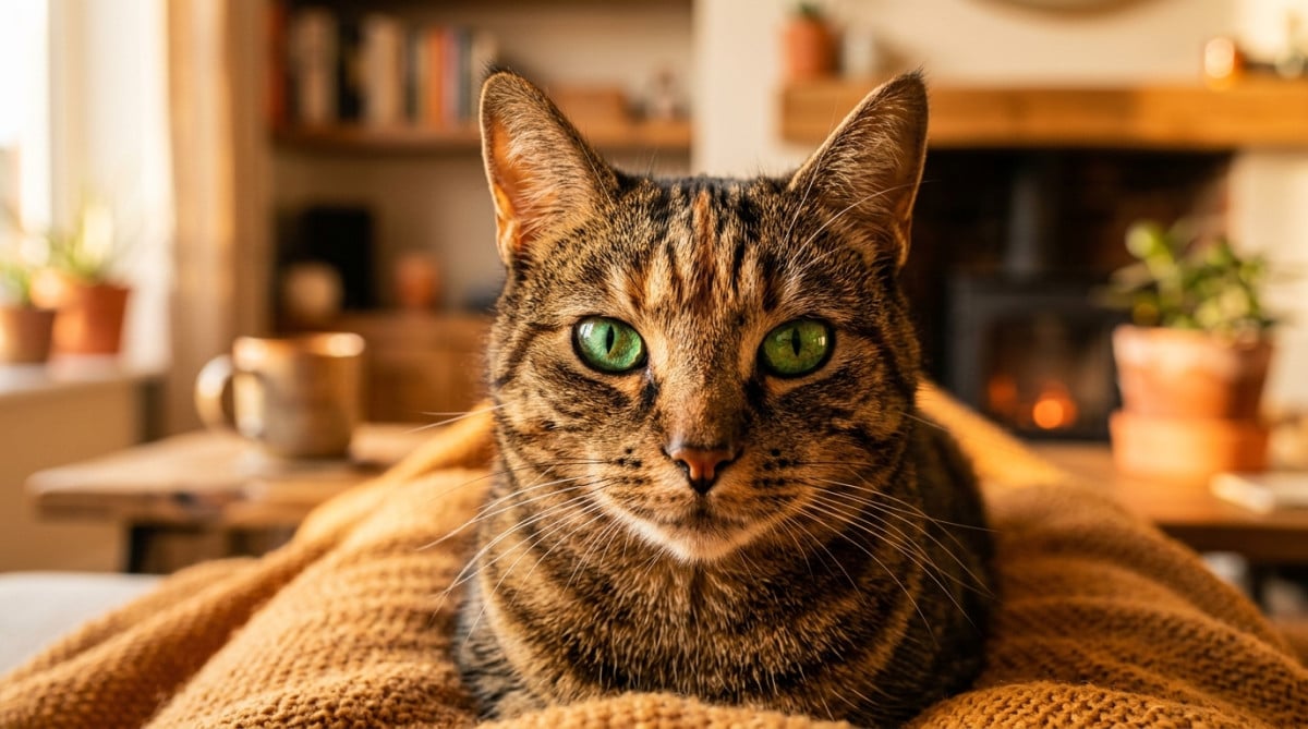 Chat tigré aux yeux perçants ressemblant à un félin sauvage