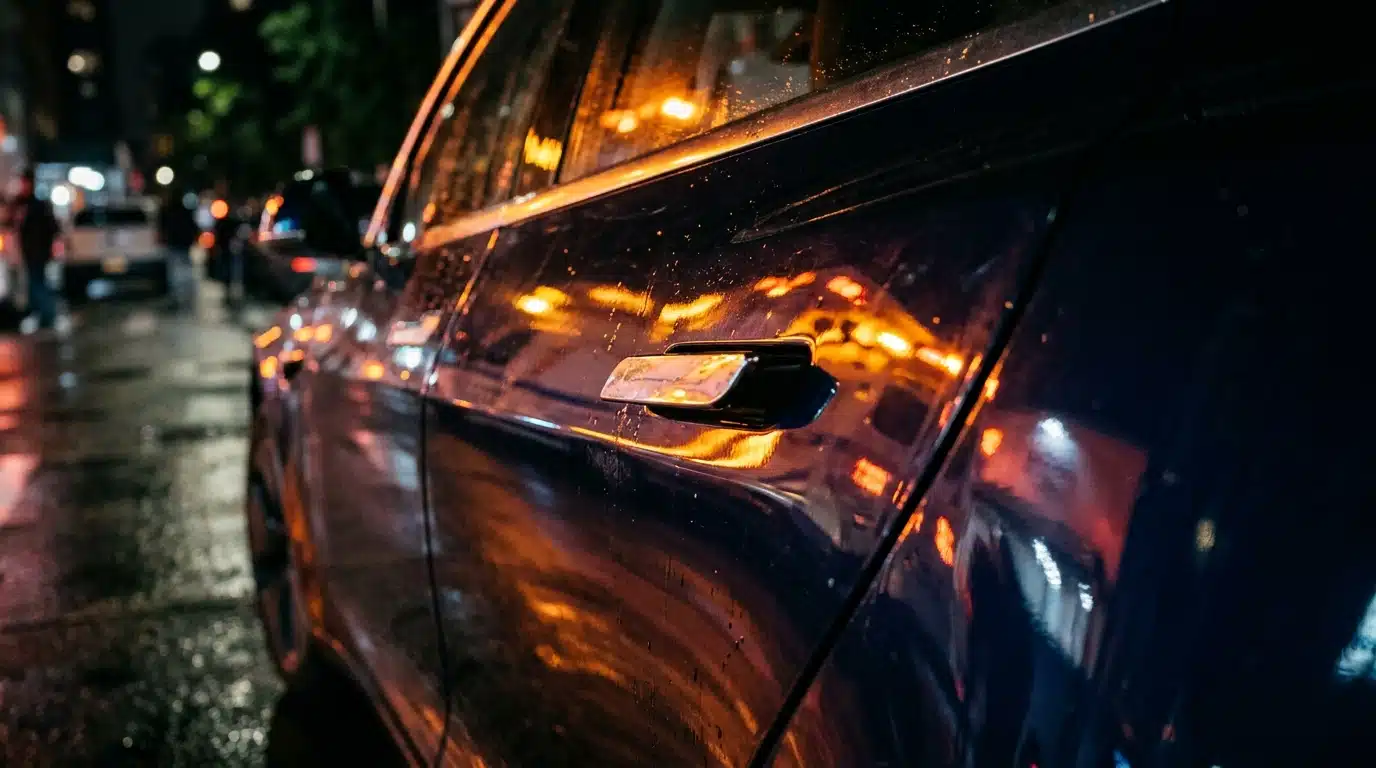 Poignée de porte affleurante sur une voiture électrique