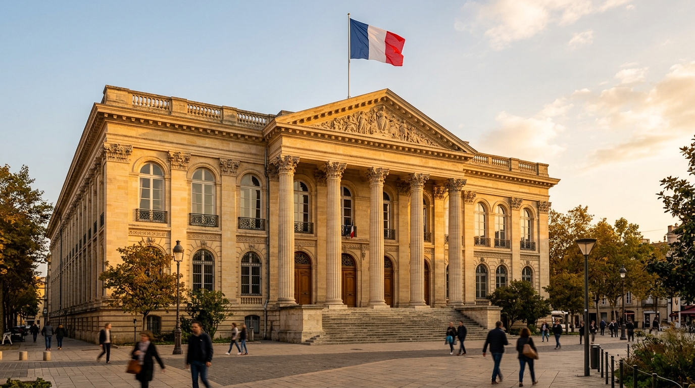 Façade d'un tribunal administratif français en fin de journée