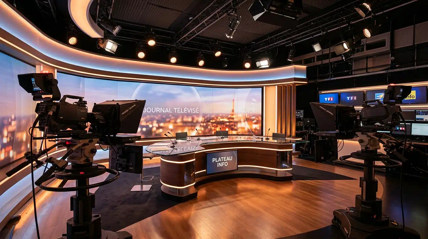 Studio de télévision vide avec caméras et projecteurs