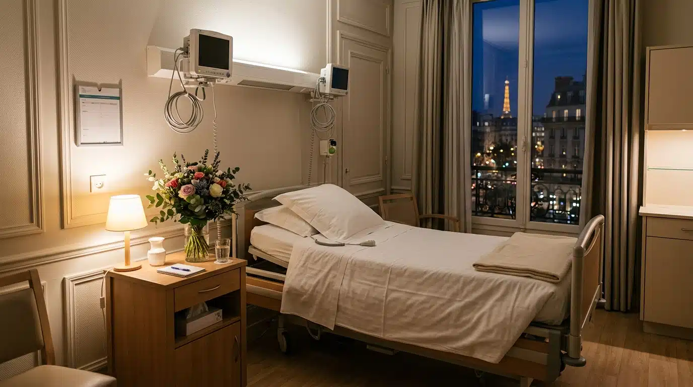 Chambre d'hôpital où Valérie Trierweiler fut hospitalisée après l'annonce