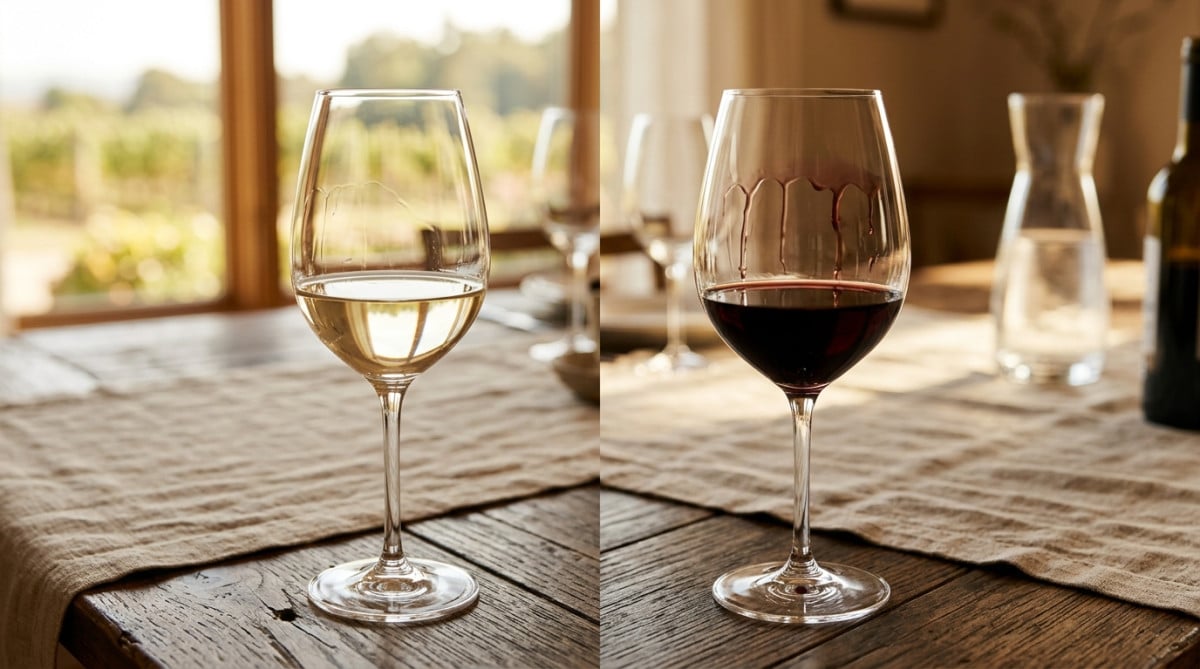 Comparaison de deux verres de vin aux larmes différentes