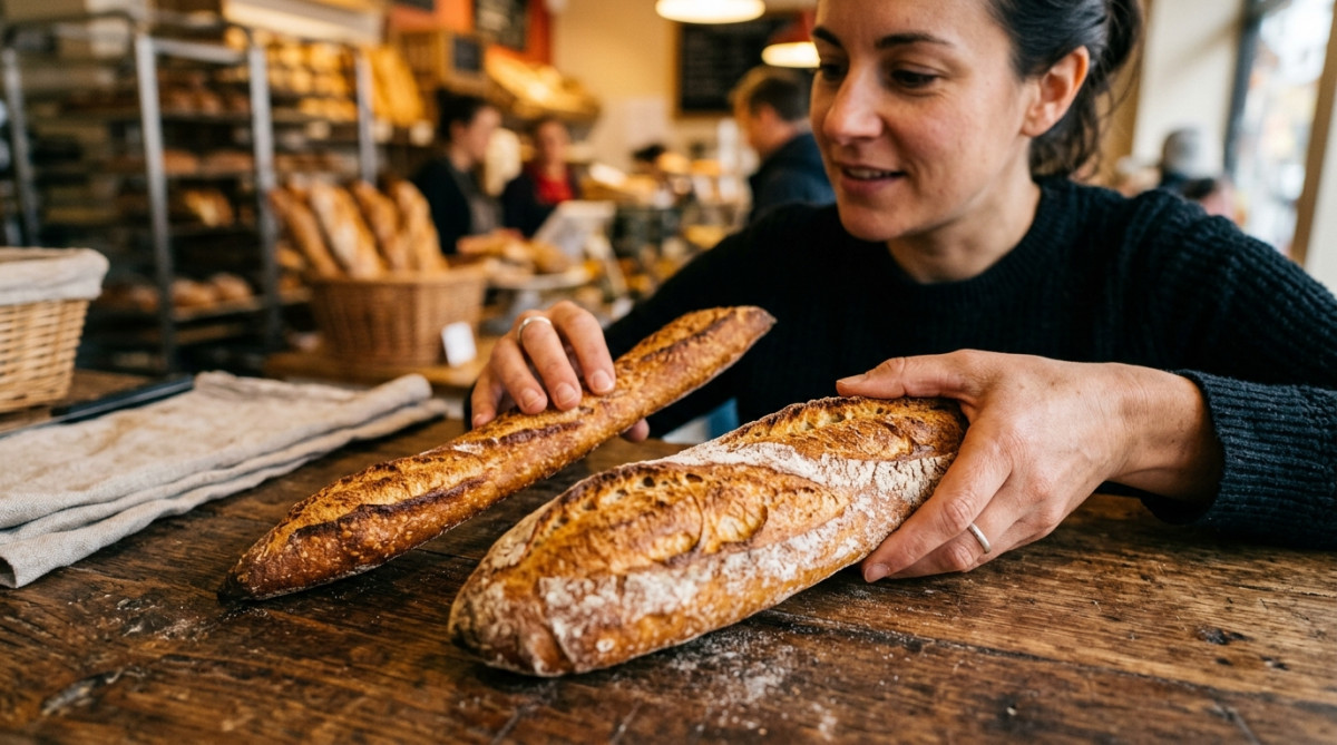 Comparaison entre une ficelle fine et une baguette classique