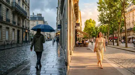 Contraste météo entre pluie au nord et soleil au sud