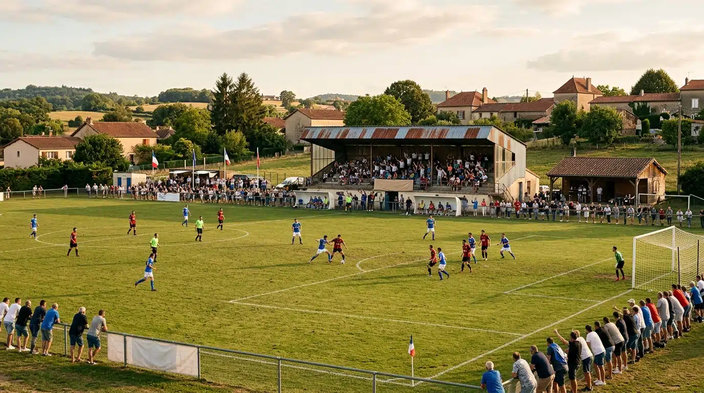 Stade de football amateur en Bretagne lors d'un match