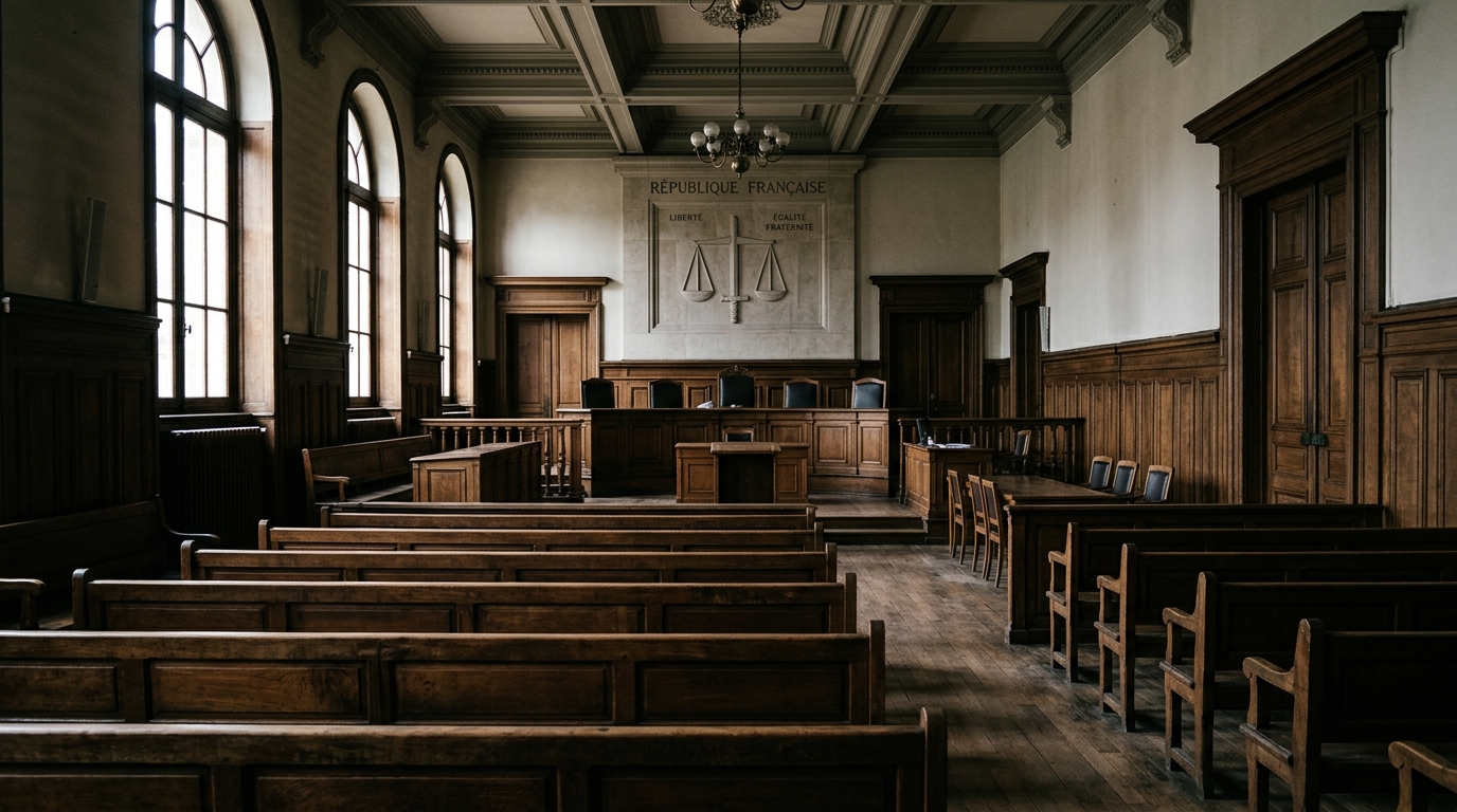 Salle de tribunal évoquant les procédures judiciaires familiales