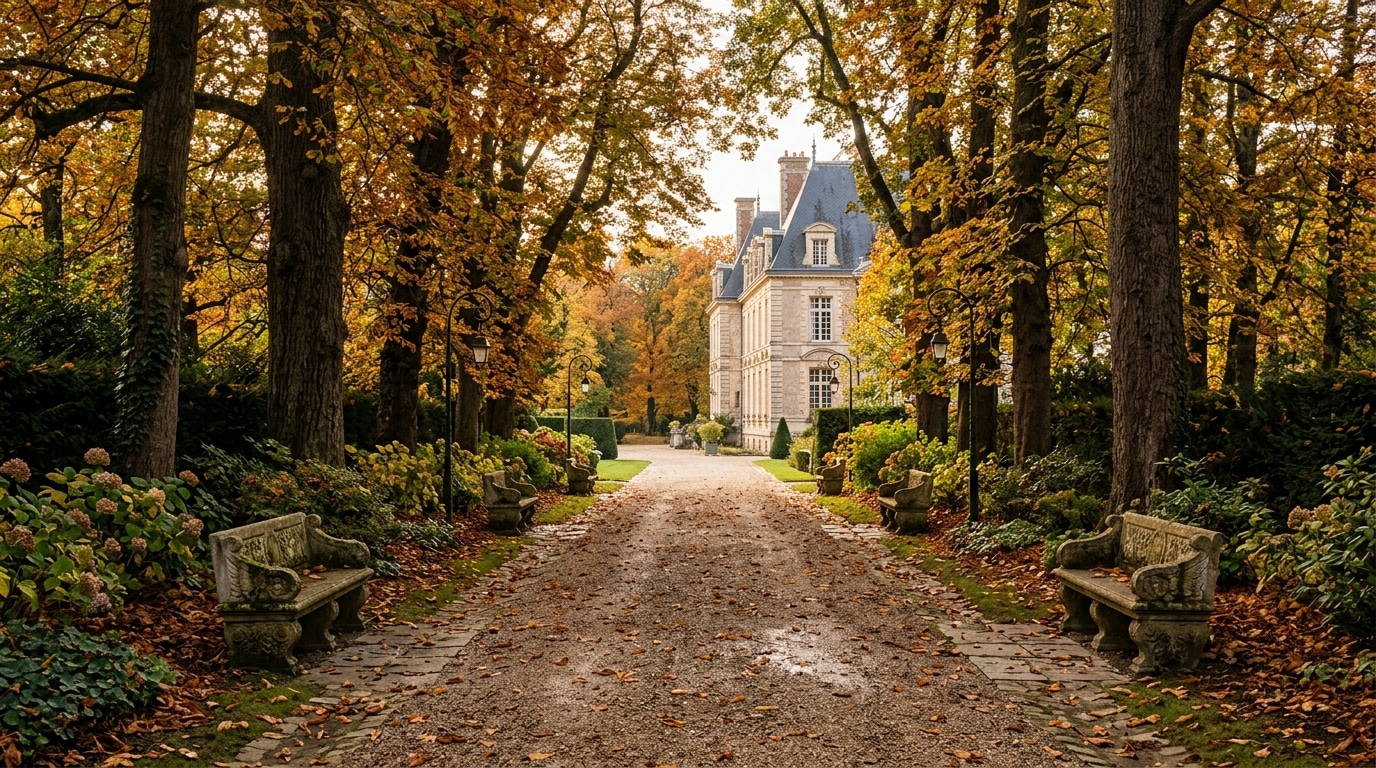 Jardin d'un manoir français, symbole des tensions familiales