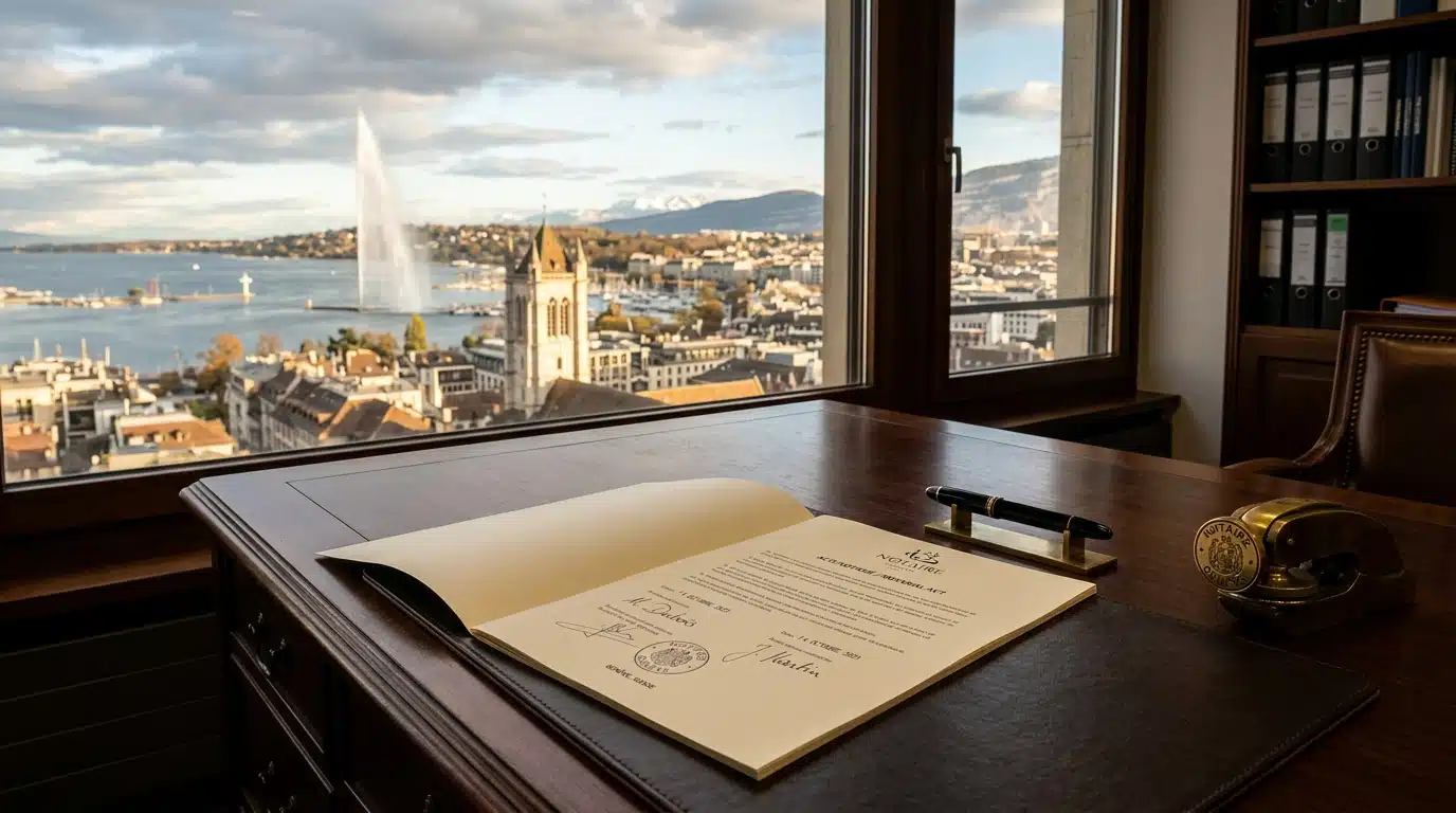 Document juridique signé à Genève, symbole du litige d'héritage