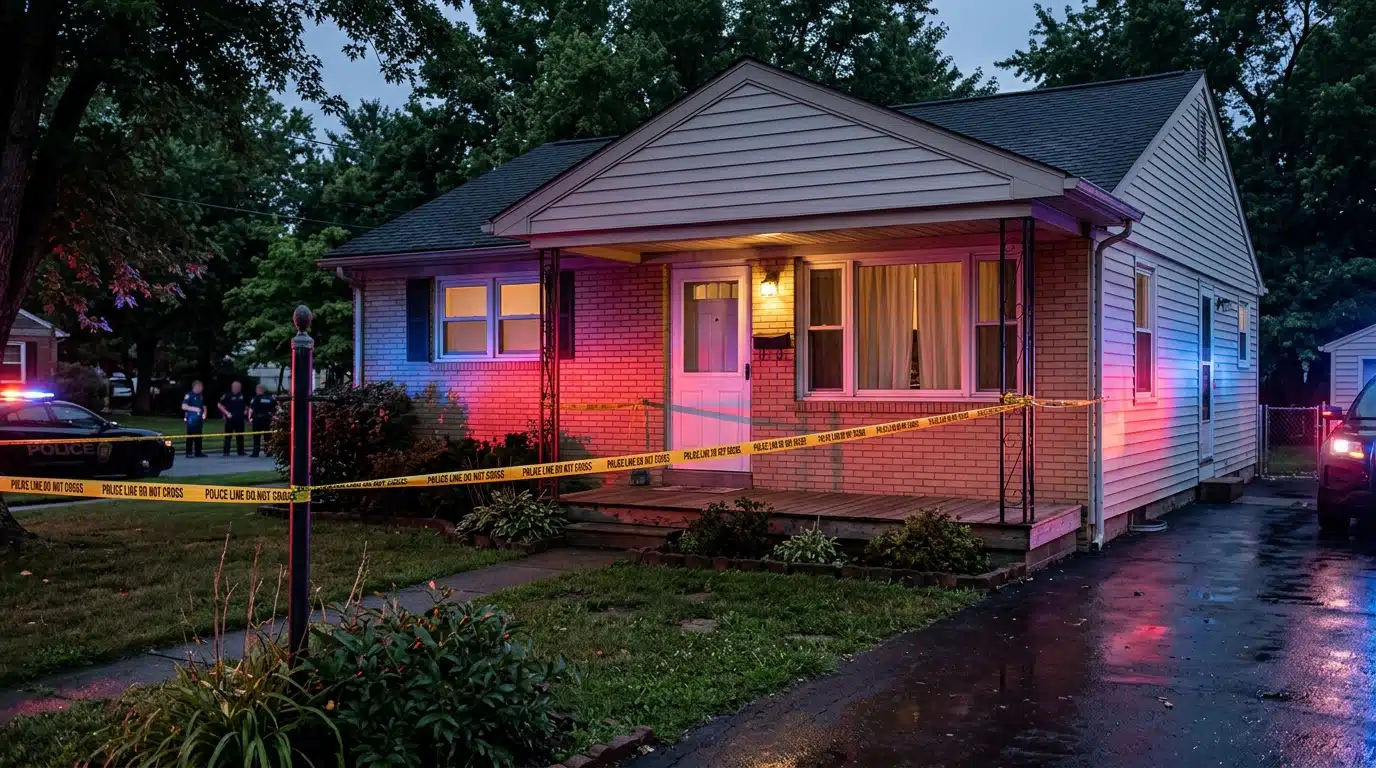 Maison à Wilkinsburg en Pennsylvanie avec bande policière
