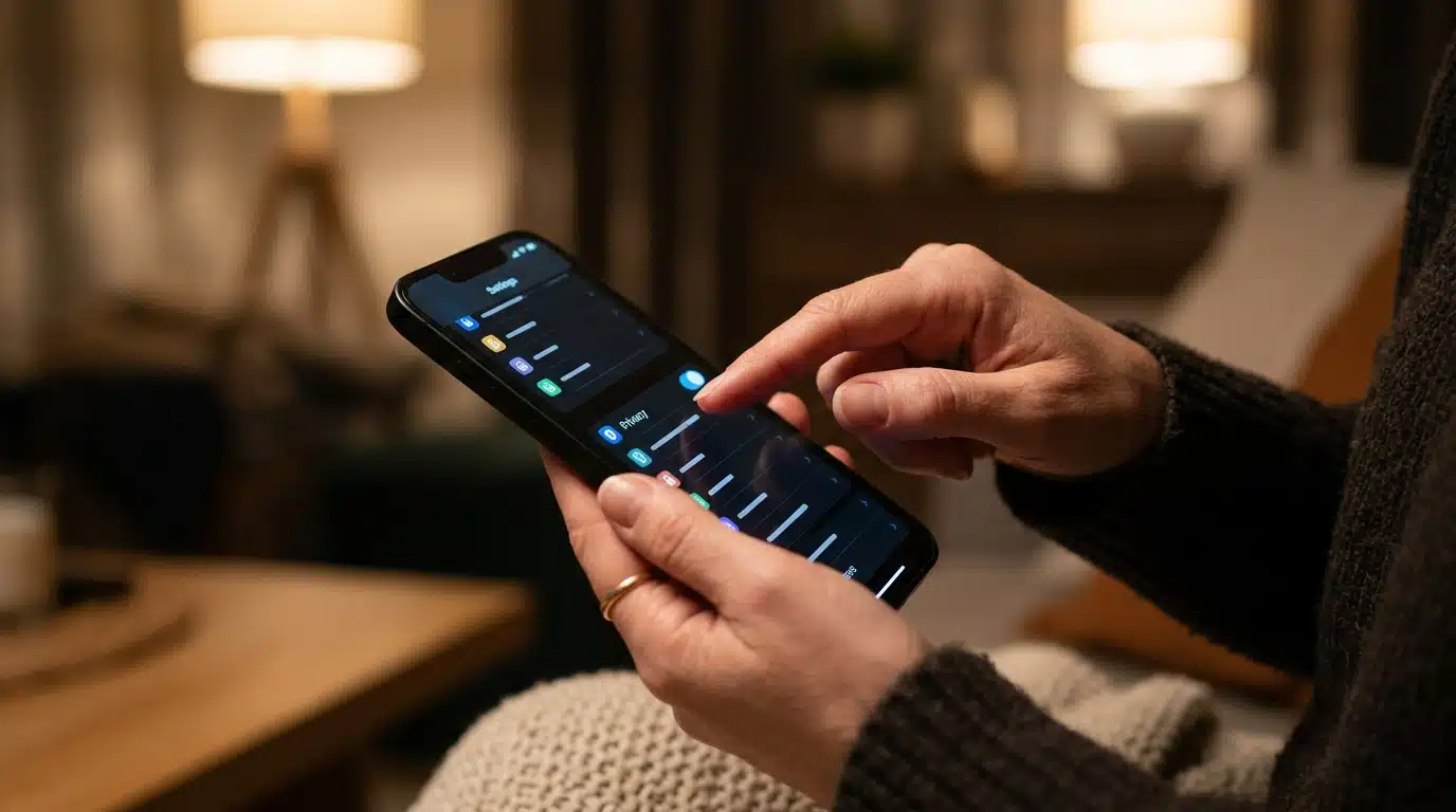 Main réglant les paramètres de confidentialité sur smartphone