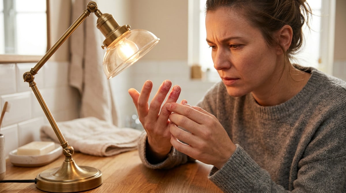 Doigt irrité et inflammé autour de l'ongle rongé