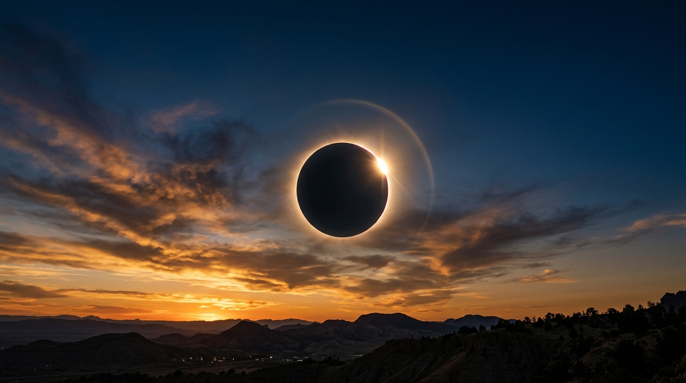 Éclipse solaire partielle avec anneau de lumière doré