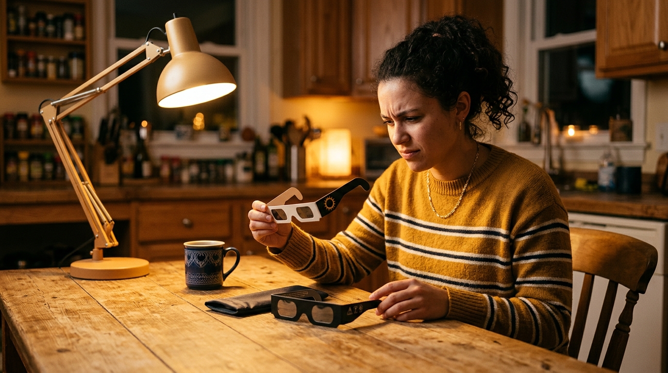 Comparaison entre lunettes d'éclipse certifiées et contrefaçon