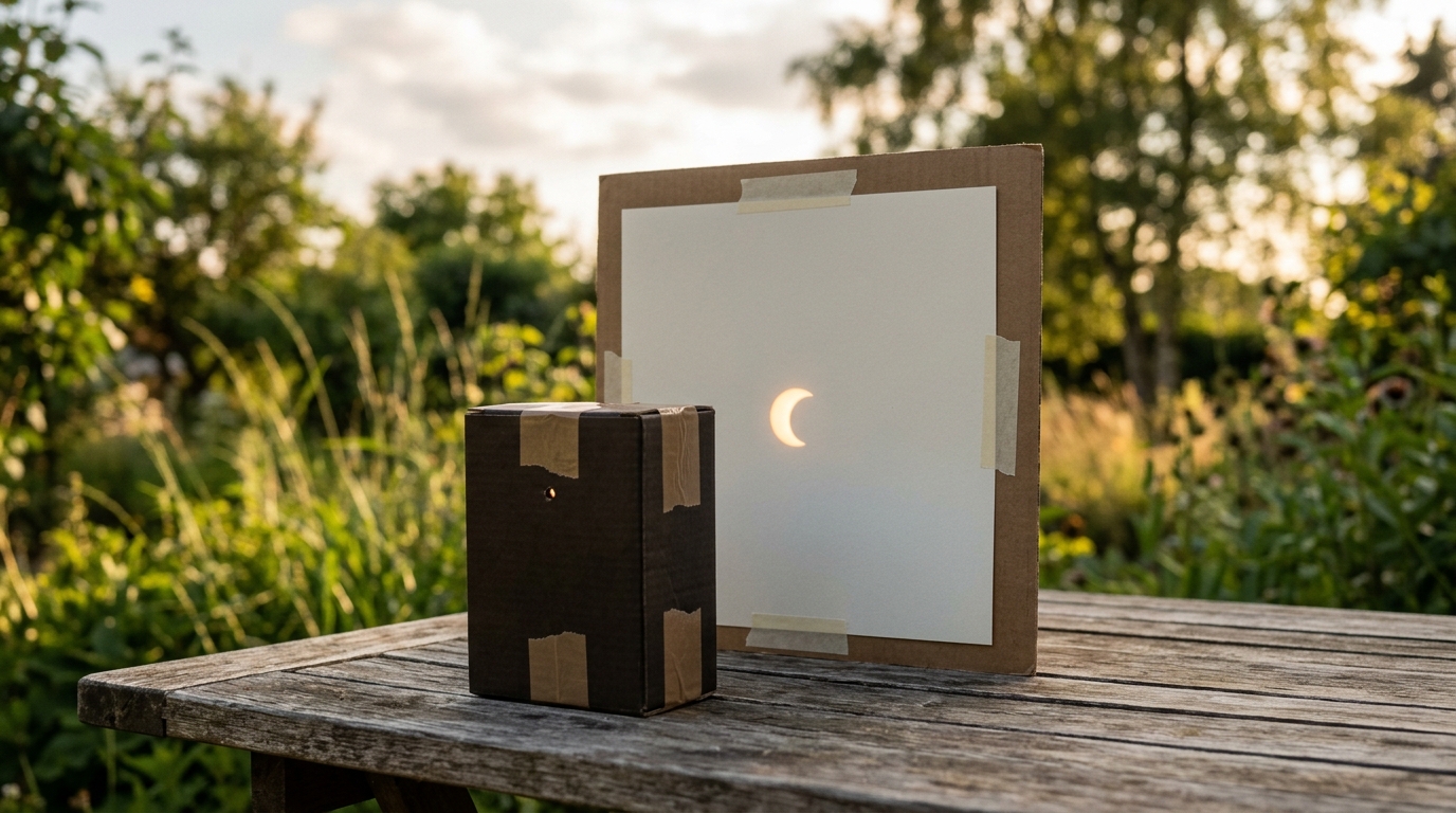Projection indirecte du Soleil dans une boîte en carton