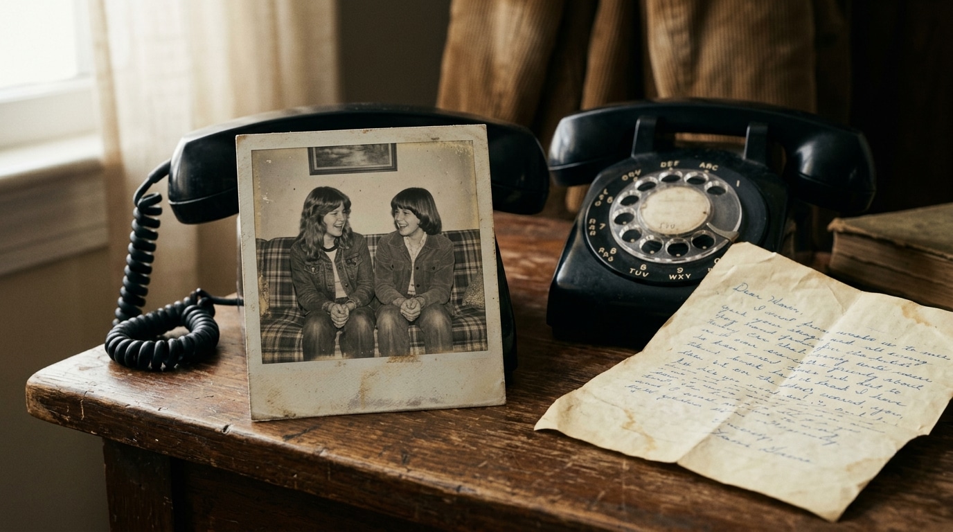Photo polaroïd vintage de deux adolescentes des années 1970