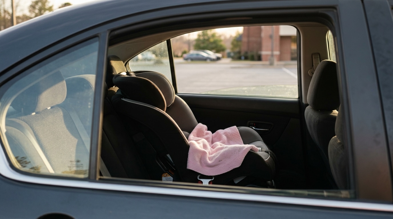 Siège auto vide avec couverture de bébé
