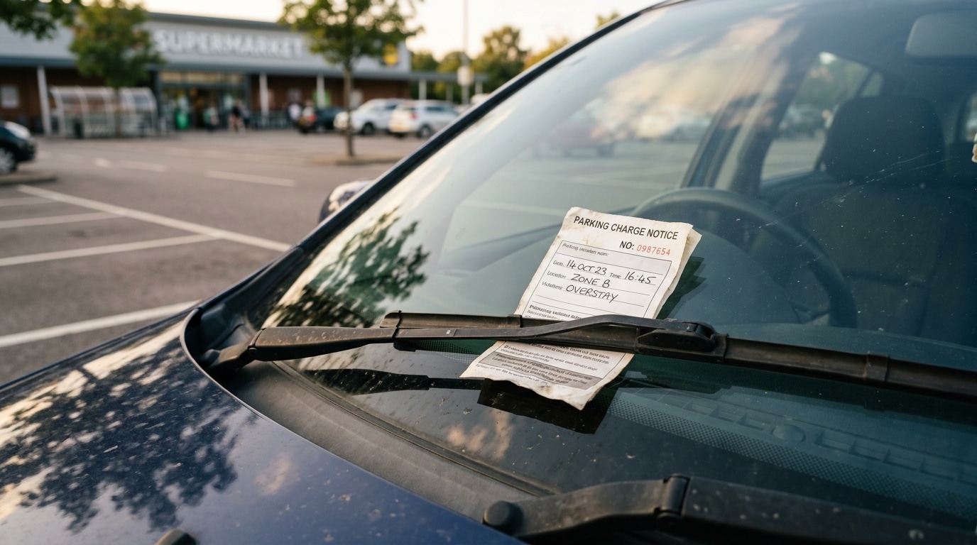 Contravention glissée sous un essuie-glace de voiture