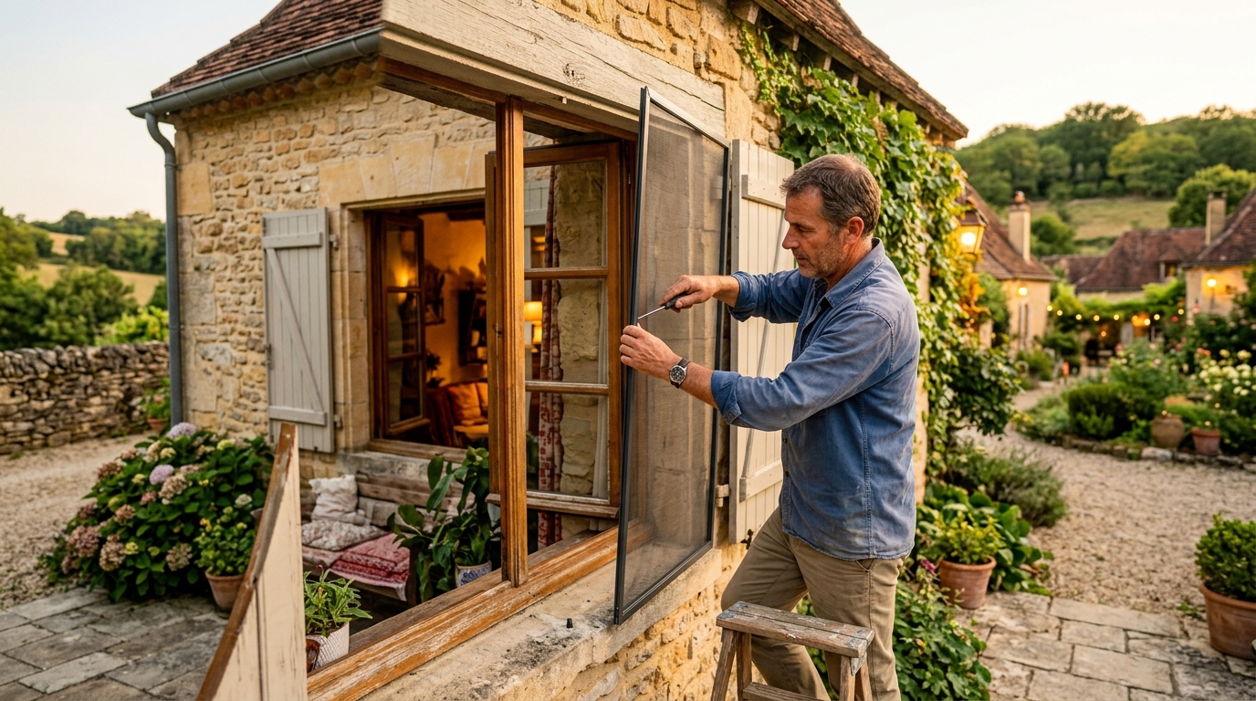 Installation d'une moustiquaire pour bloquer les punaises