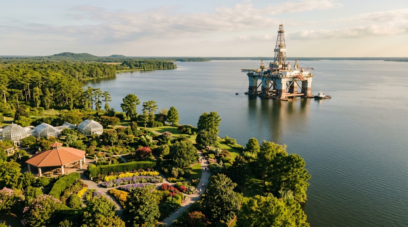 Lac de Louisiane avec plateforme de forage avant la catastrophe